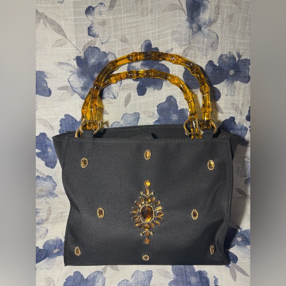 Elegant Black and Gold Embellished Women's Bag